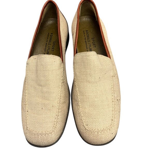 DONALD PLINER Sport Nadia Natural Beige Canvas and Leather Driving Loafer Sz 8 N - Picture 4 of 11
